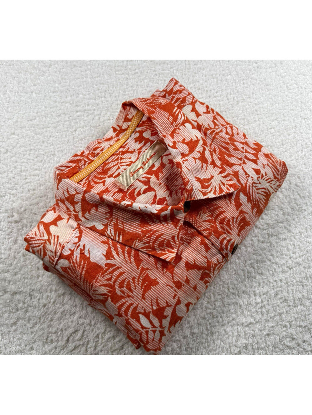 Tommy Bahama Men’s XXL 100% Linen Orange Tropical Hawaiian Camp Shirt